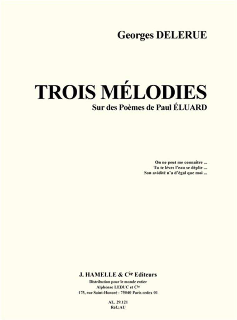 Trois mélodies sur des poemes de Paul Eluard