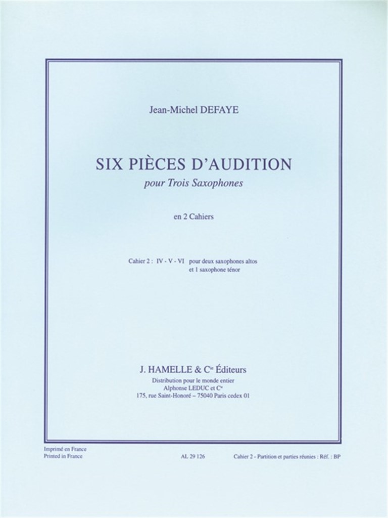 6 Pieces d'Audition Cahier 2