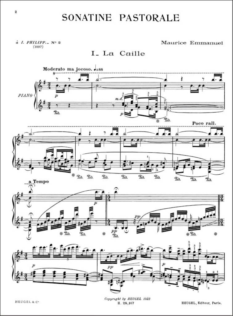 Maurice Emmanuel: Sonatine No.2 Pastorale