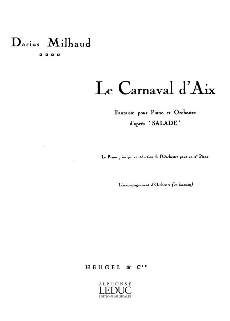 Darius Milhaud: Le Carnaval dAix Op.83b