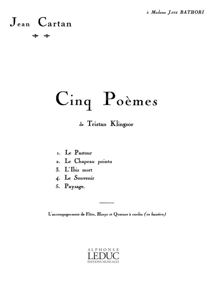 Jean Cartan: 5 Poemes de Tristan Klingsor