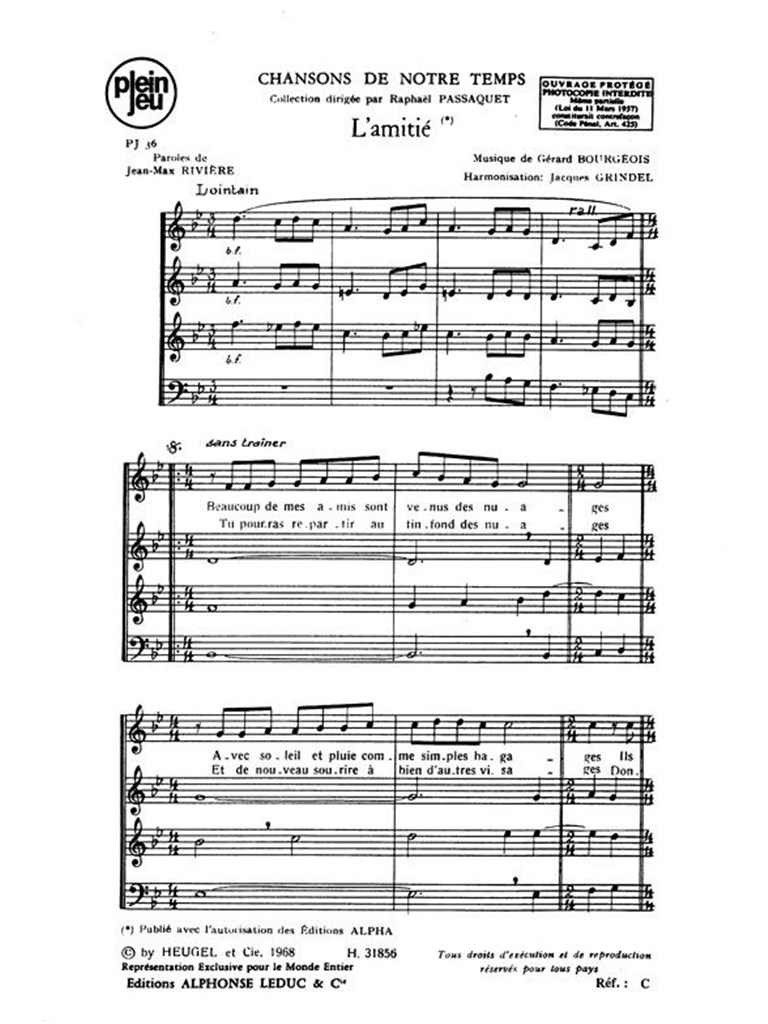 Chansons de Notre Temps - L'Amitie