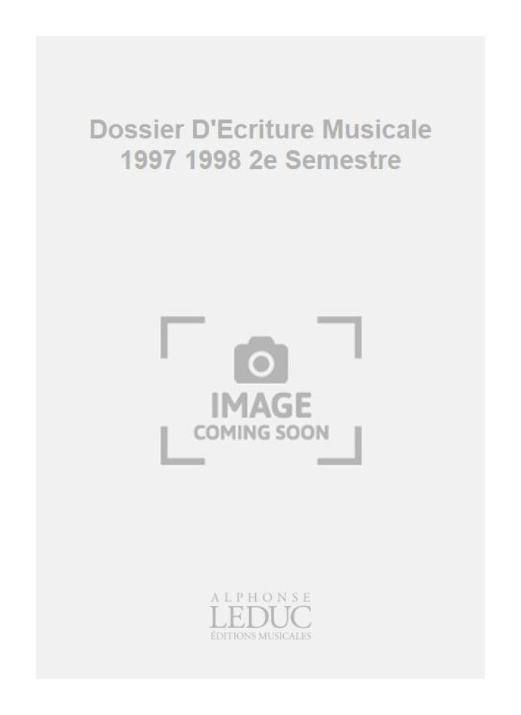 Dossier D'Ecriture Musicale 1997 1998 2e Semestre