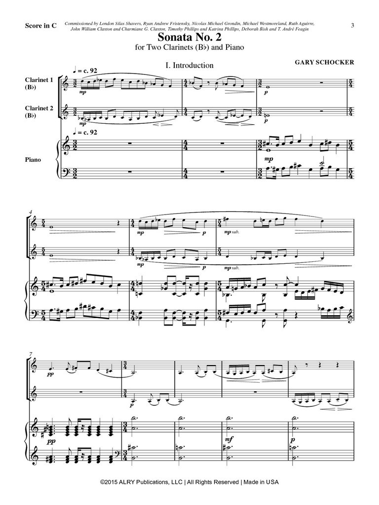 Sonata No. 2 For Two Clarinets and Piano