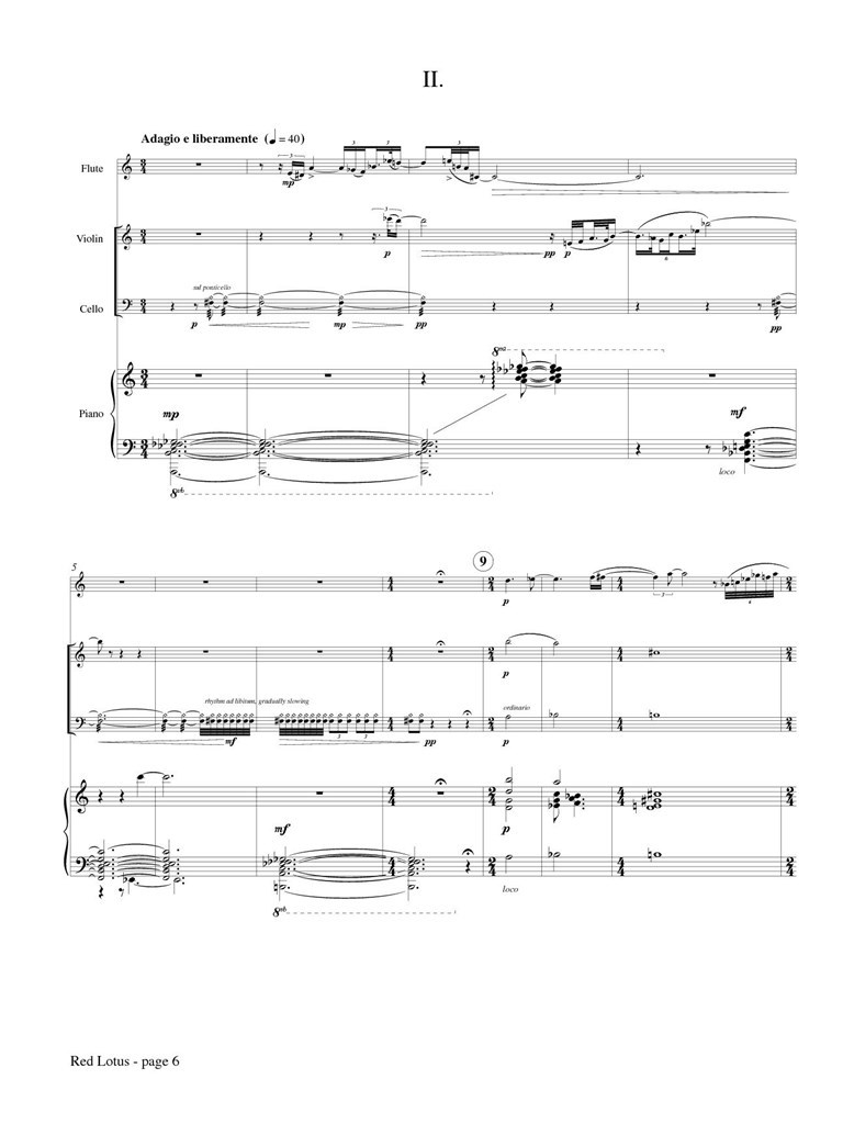 Red Lotus for Flute, Violin, Cello and Piano