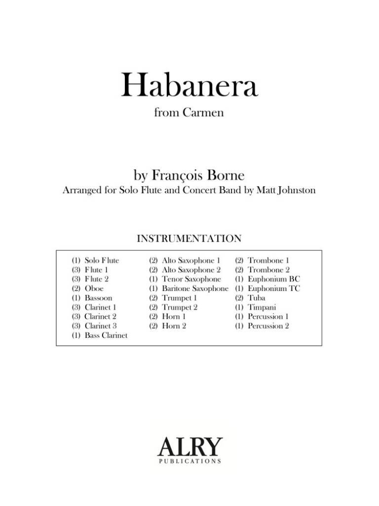 Habanera for Solo Flute and Concert Band