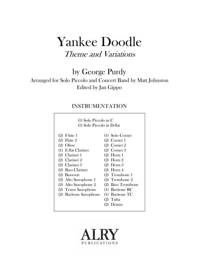 Yankee Doodle for Piccolo and Concert Band