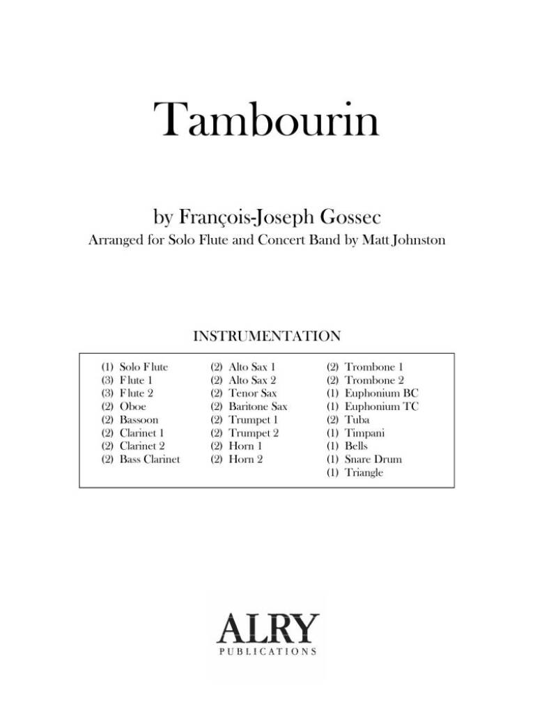 Tambourin for Flute and Concert Band