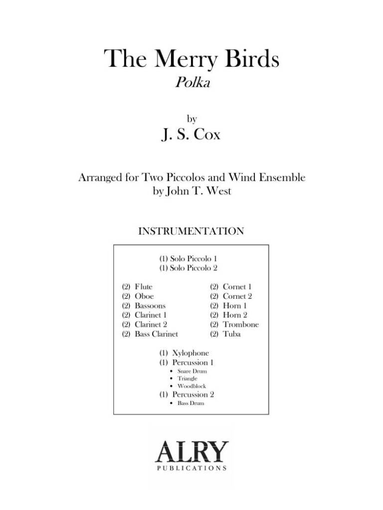 The Merry Birds for Two Piccolos and Wind Ensemble