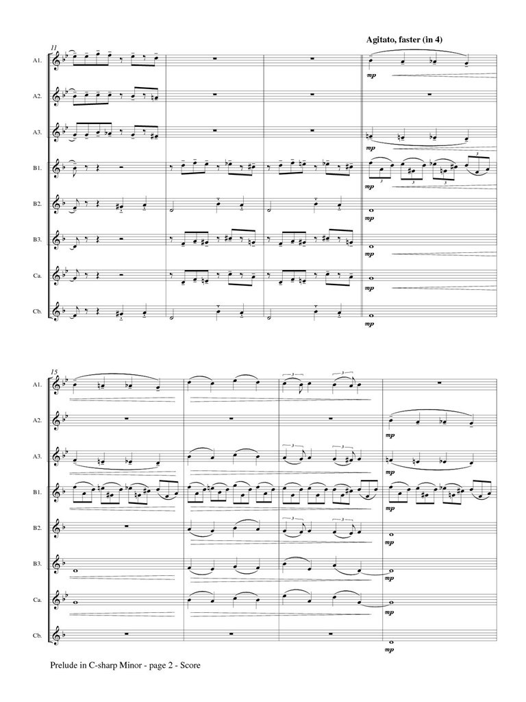 Prelude, Op. 3, No. 2 for Low Flute Choir