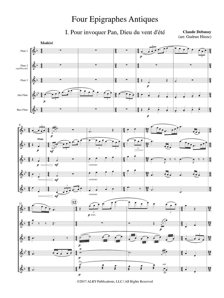 Four Epigraphes Antiques for Flute Quintet