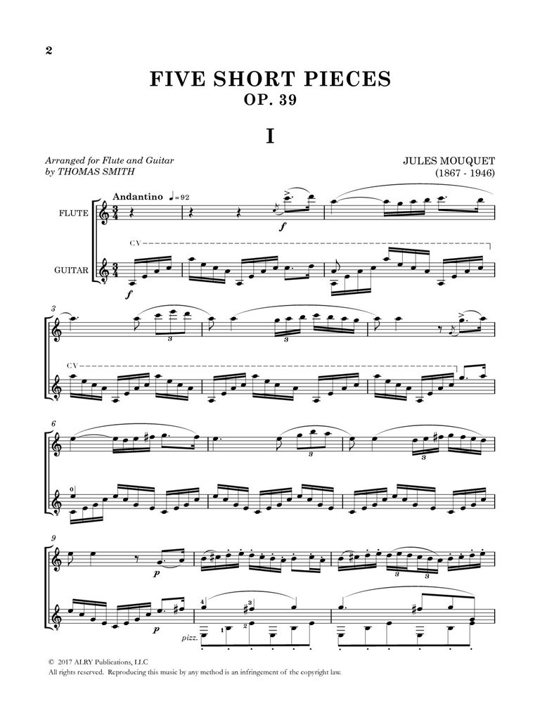 Five Short Pieces, Op. 39 for Flute and Guitar