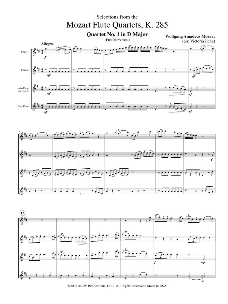 Selections From The Mozart Flute Quartets