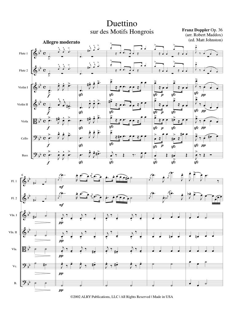 Duettino Sur Des Motifs Hongrois, Op. 36