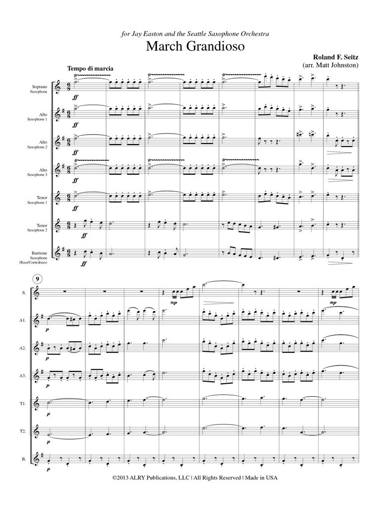 March Grandioso For Saxophone Choir