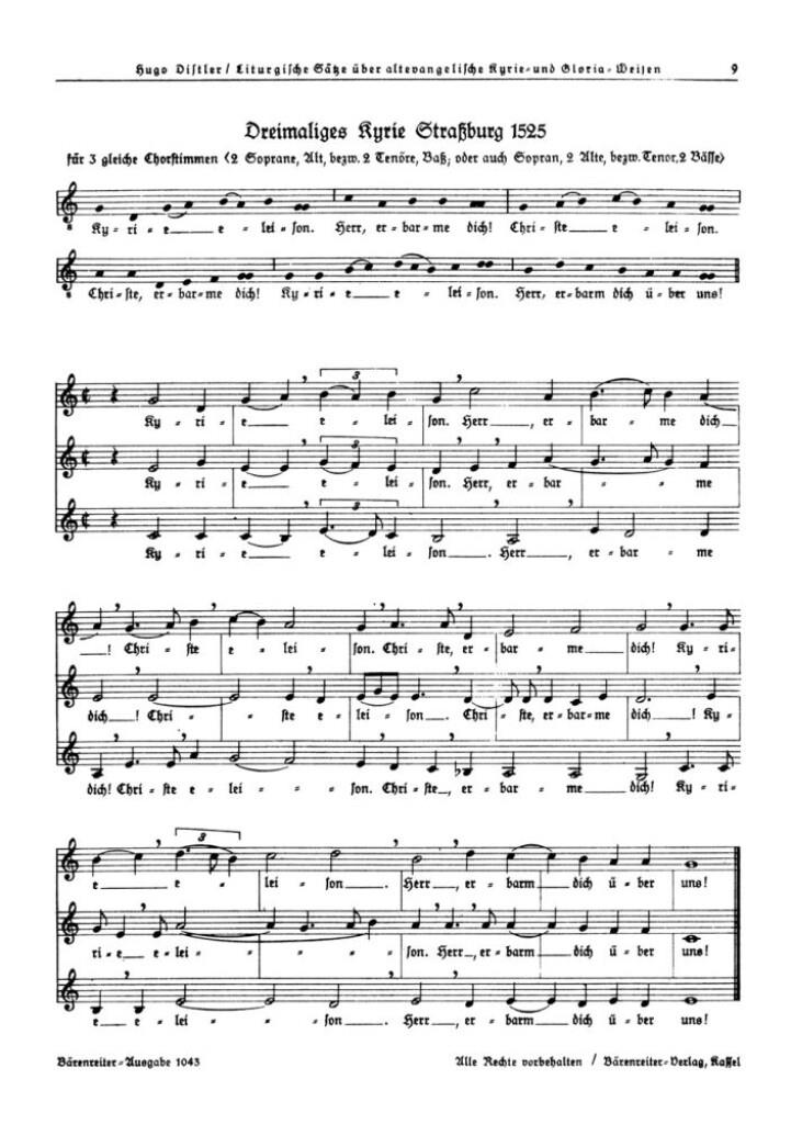 Dreimaliges Kyrie Strassburg 1525 (SSA)