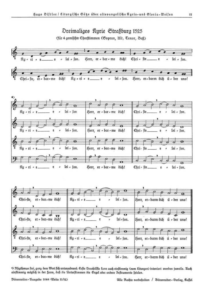 Dreimaliges Kyrie Strassburg 1525 (SATB)