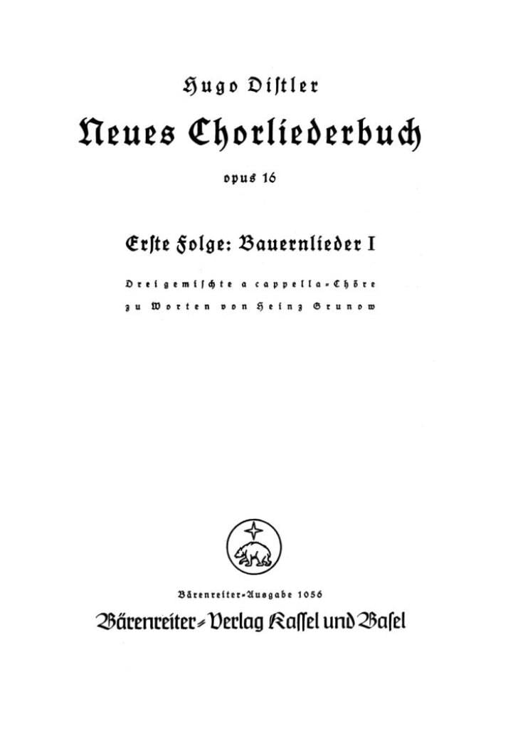 Neues Chorliederbuch zu Worten von Grunow, Folge 1