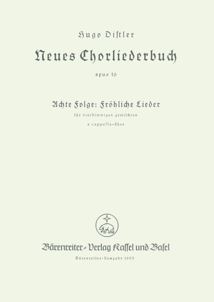 Frohliche Lieder. Neues Chorliederbuch, Folge 8