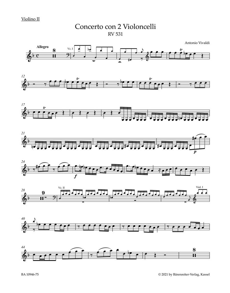 Concerto for two Violoncellos in G minor RV 531