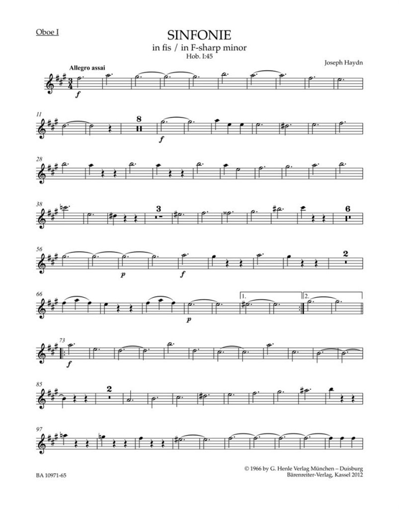 Symphony in F# minor No. 45