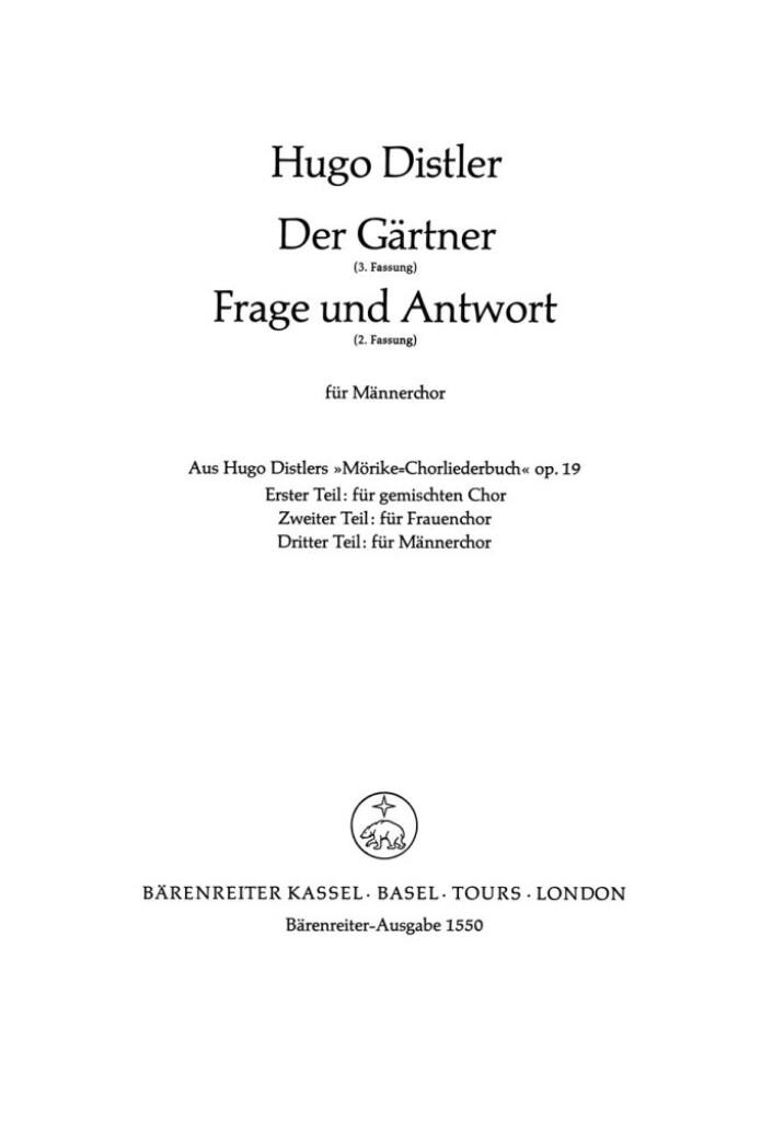 Der Gartner (Auf ihrem Leibrosslein, TTB)
