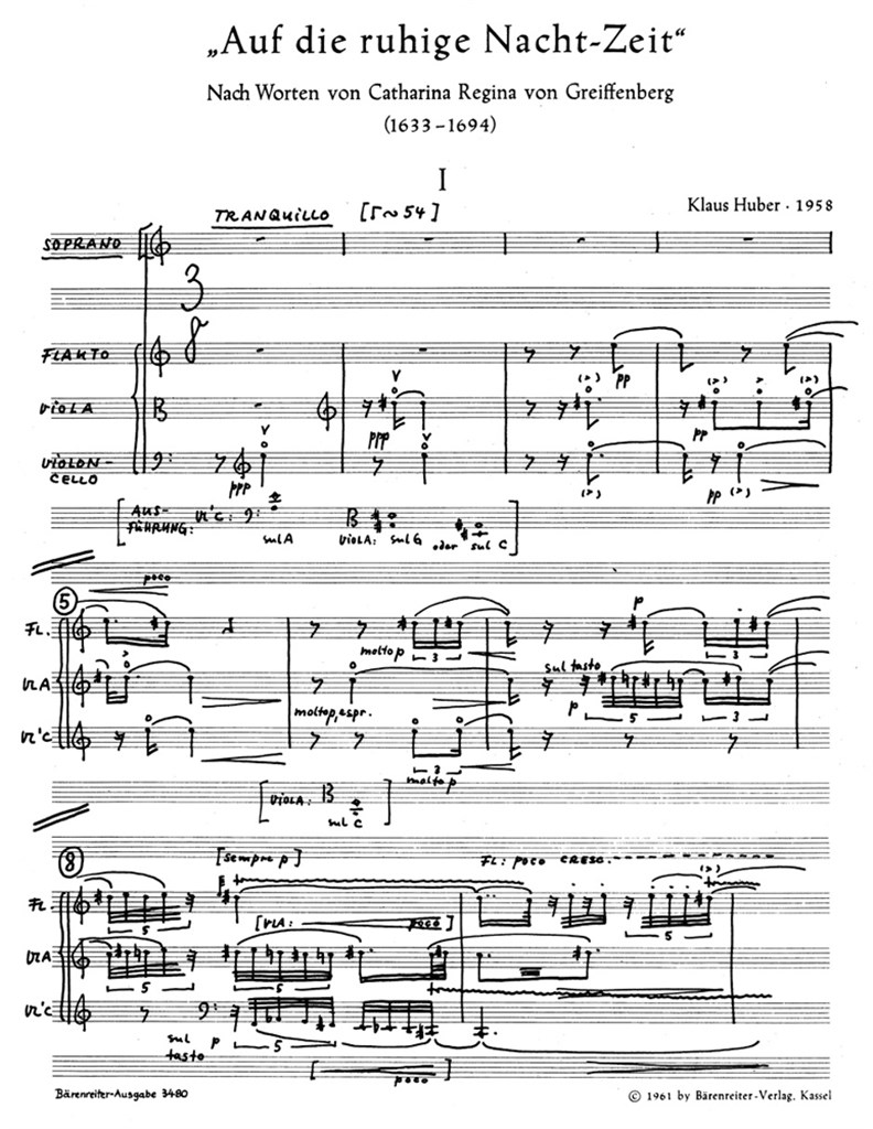 Auf die ruhige Nachtzeit for Solo Voice and Instr.