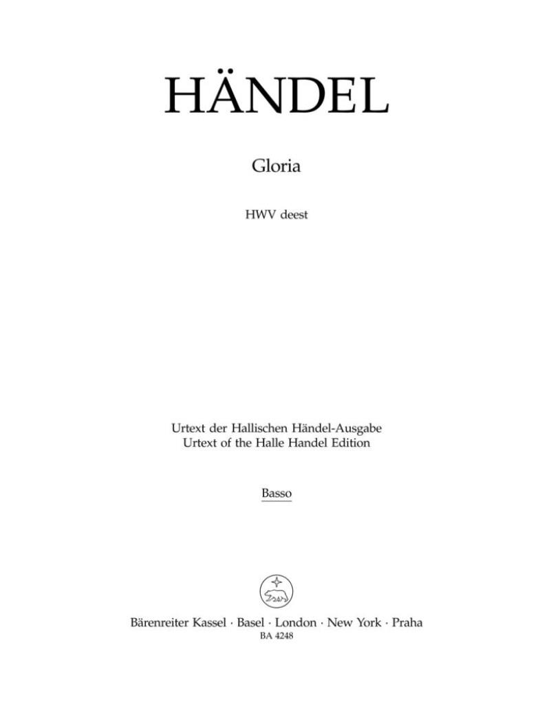 Gloria (Urtext Hallischen Ausgabe) (BC)