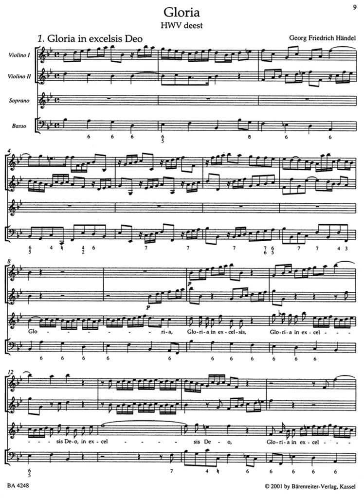 Gloria (Urtext Hallischen Händel Ausgabe)