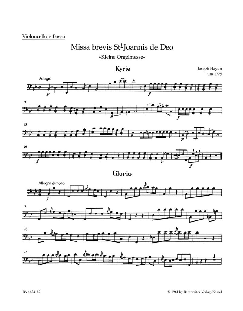Missa Brevis St. Joannis de Deo (vc/Kb)