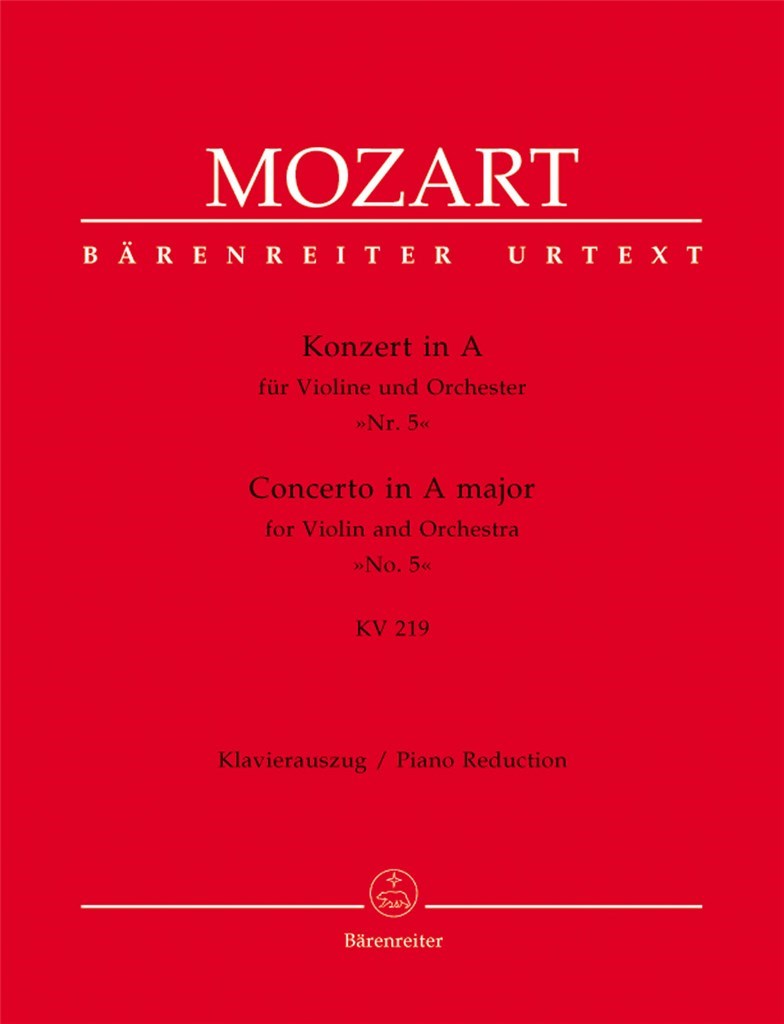 Violin Concerto 5 K219 Violin & Piano