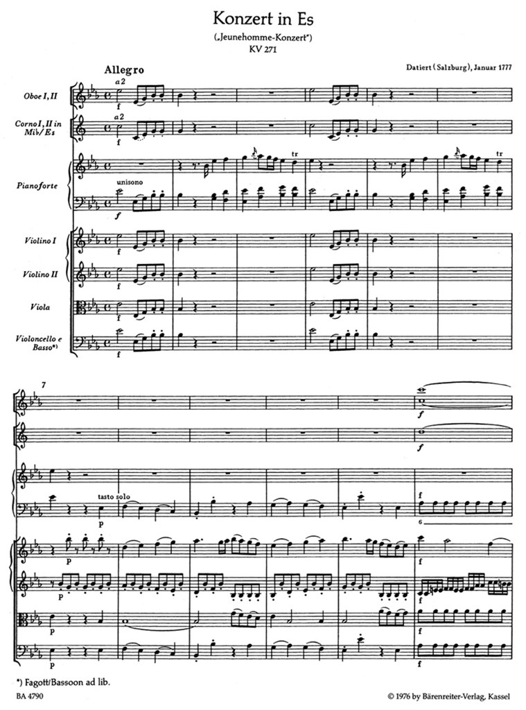 Piano Concerto 9 K271 Full score