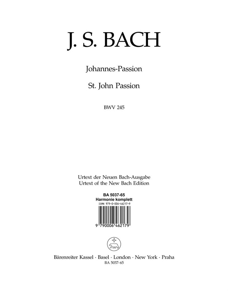 Johannes-Passion (St. John Passion) BWV 245