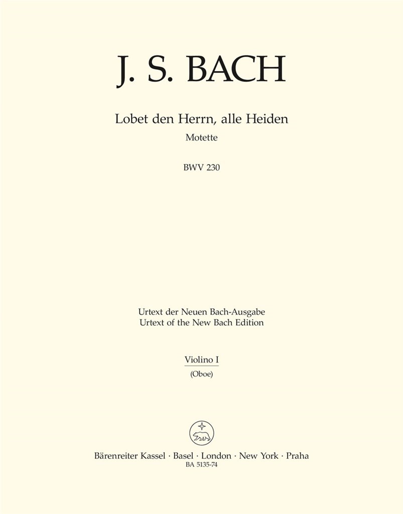 Motet 6 BWV230 Lobet den Herrn, alle Heiden