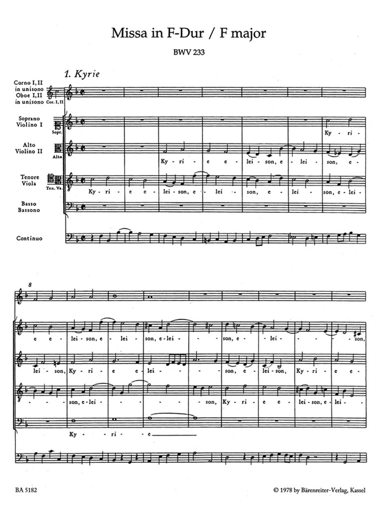 Mass F major BWV 233 'Lutheran Mass 1'