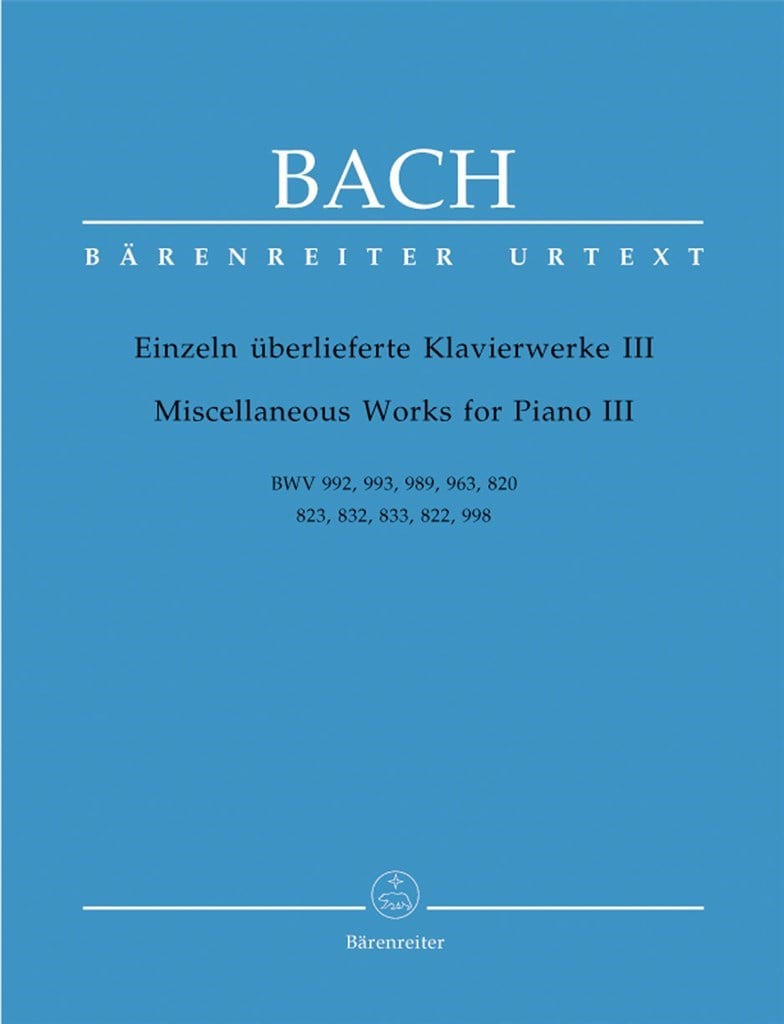 Klavierwerke 3 BWV992 993 989