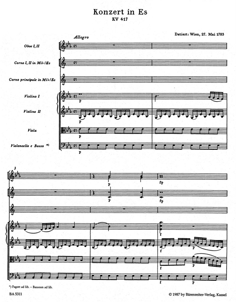Horn Concerto 2 E flat K417 Full Score