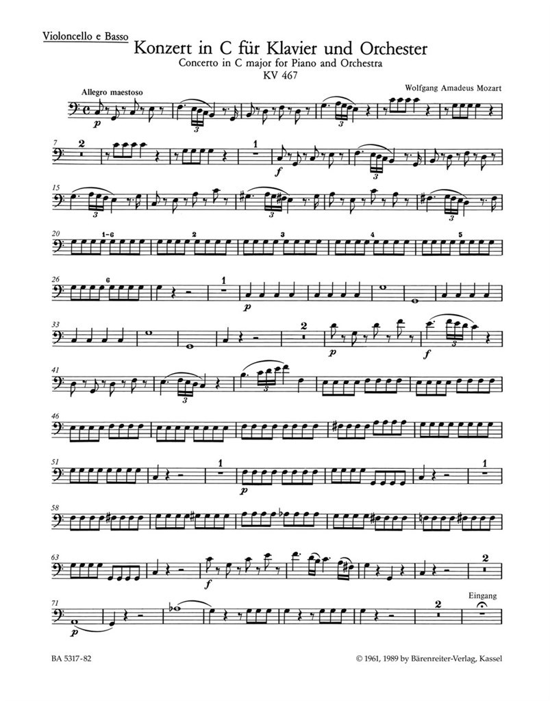 Concerto for Piano and Orchestra No. 21 in C major K. 467