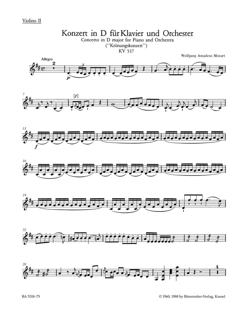 Concerto For Piano And Orchestra 26 KV537