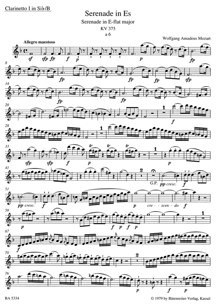 Serenade Eb K375 Sextet Parts