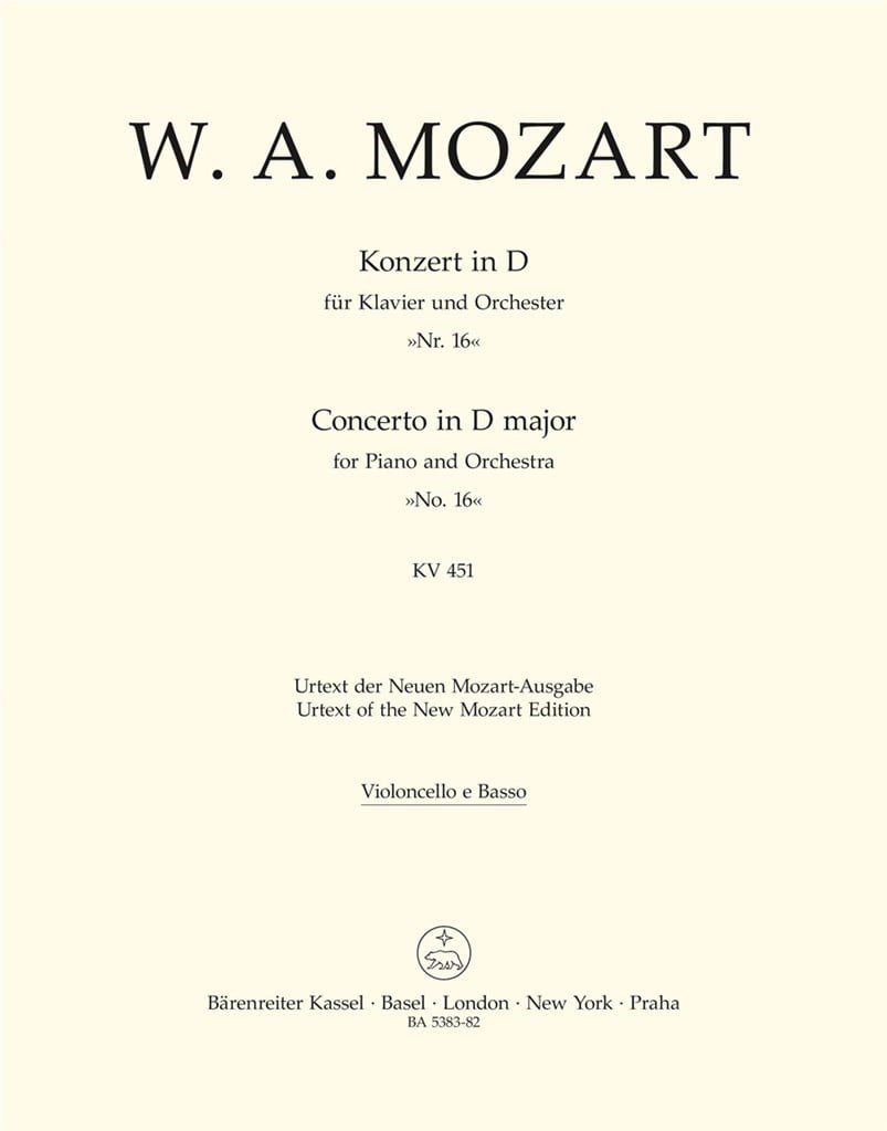 Concerto for Piano and Orchestra No. 16 in D major K. 451