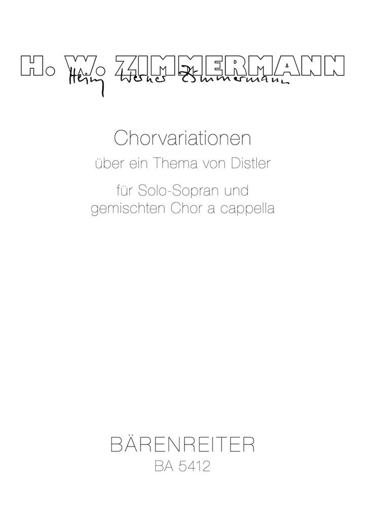 Chorvariationen ueber ein Thema von Hugo Distler