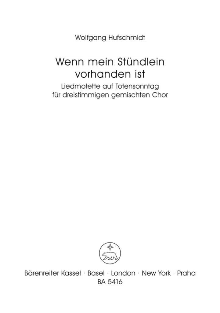 Wenn mein Stundlein vorhanden ist