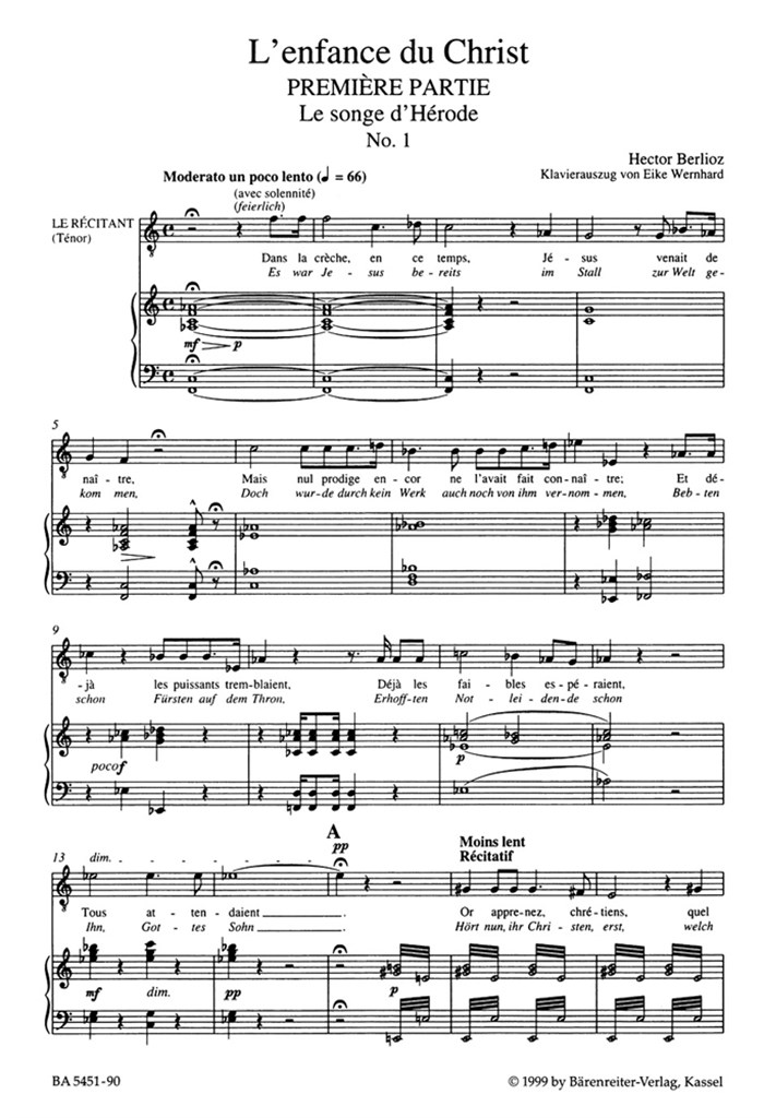 Enfance De Christ Op 25 (Testo Francese Tedesco)
