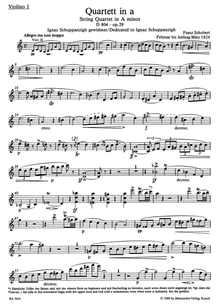 String Quartets A & C minor Parts