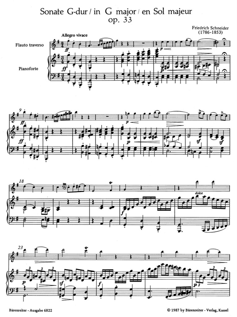 Sonata for Flute and Piano G major op. 33