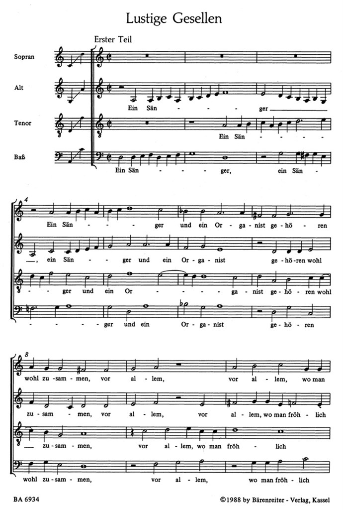 Heitere weltliche Chorsatze for four part Choir