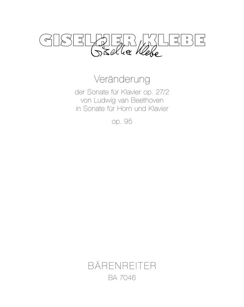 Sonate fur Klavier op. 27/2 fur Horn und Klavier