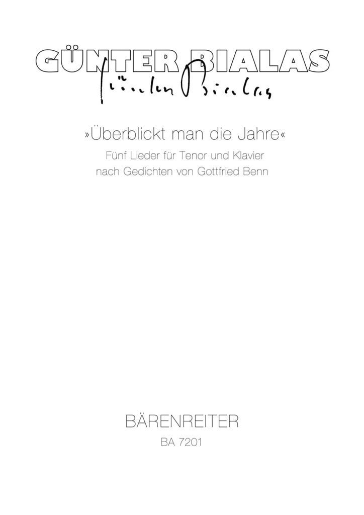 Uberblickt man die Jahre. Fuenf Lieder
