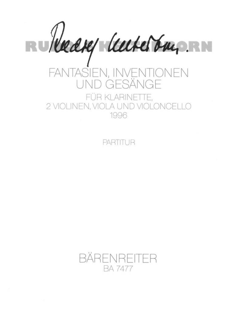 Fantasien, Inventionen und Gesange